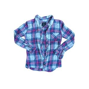 Rails Hunter Plaid Button Down Shirt Pink Blue White XS Long Sleeve